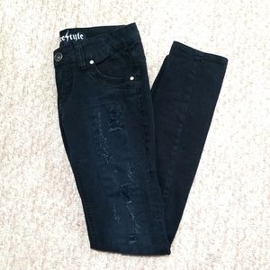 ☀️Free Style Distressed Black Skinny Jeans 3